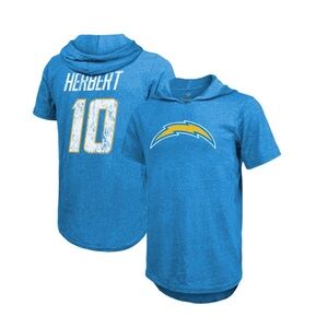 Los Angeles Chargers Tri-Blend Slim Fit Hoodie T-shirt Justin Herbert Blue L, XL